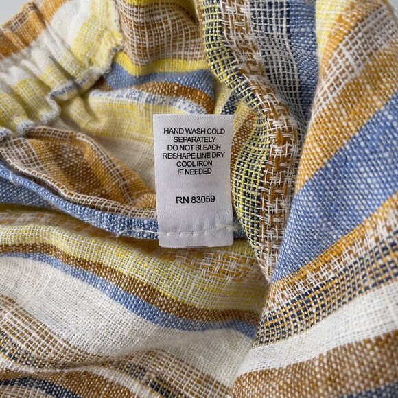 Drew Striped Linen-Blend Pants‎ Size L Wide Leg Bohemian Coastal Comfort Artsy - Picture 6 of 13